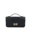 Victoria Beckham Rectangular Black Leather Handbag With Gold-tone Logo In Black