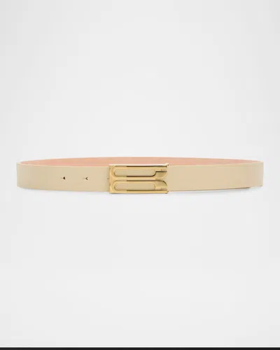 Victoria Beckham Dorian Leather Belt In Neutral