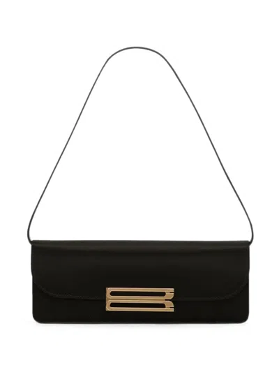 Victoria Beckham Dorian Logo-plaque Satin Shoulder Bag In Black