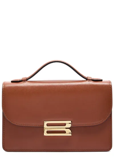 Victoria Beckham Dorian Mini Grained-leather Top Handle Bag In Brown