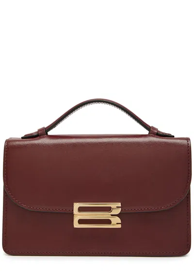 Victoria Beckham Dorian Mini Grained-leather Top Handle Bag In Burgundy