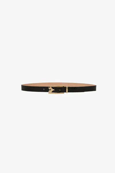 Victoria Beckham Dorian Croc-embossed Belt In Black