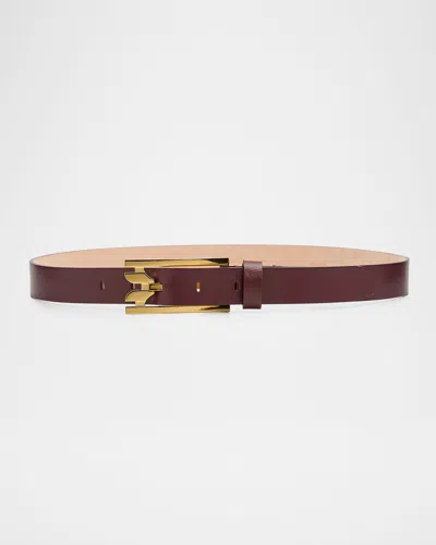 Victoria Beckham Dorian Pin-buckle Leather Belt In Burgundy