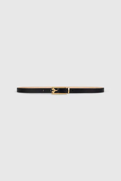 Victoria Beckham Dorian Pin-buckle Belt 15mm Micro Shiny Calf Leather In Black