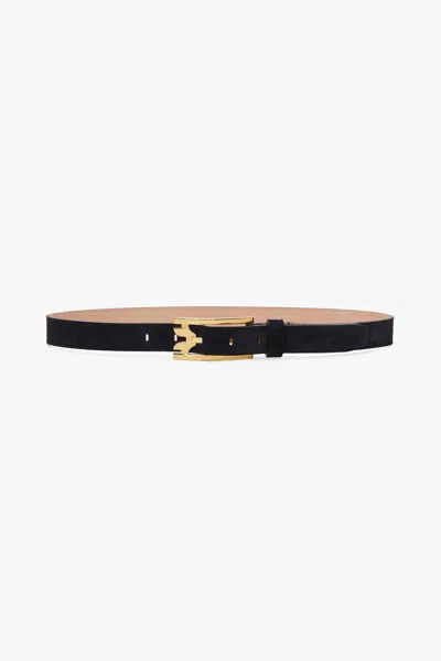 Victoria Beckham Dorian Pin-buckle Belt In Navy Suede In Black