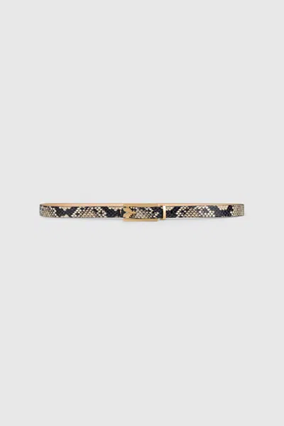 Victoria Beckham Dorian Pin-buckle Belt Micro 15mm Snake Print Leather In Animal Print