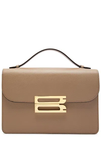 Victoria Beckham Dorian Small Grained Leather Top Handle Bag In Brown