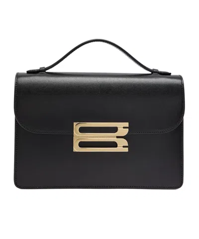 Victoria Beckham Dorian Small Grained Leather Top Handle Bag In Purple