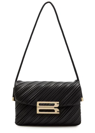 Victoria Beckham Dorian Textured Leather Shoulder Bag In Black