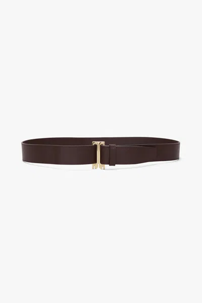 Victoria Beckham Dorian Tuxedo Belt In Burgundy Soft Leather
