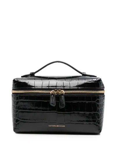 Victoria Beckham Dorian Vanity Embossed-croc Tote Bag In Black