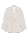 Victoria Beckham Pumice-coloured Double-breasted Jacket In Gray