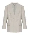 Victoria Beckham Light Grey Double-breasted Blazer With Notched Lapels