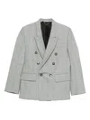 Victoria Beckham Check Wool Double-breasted Tailored Jacket Clothing In Gray