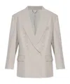 Victoria Beckham Light Grey Double-breasted Blazer With Notched Lapels In Multi