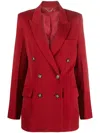 Victoria Beckham Double-breasted Wool Blazer With Structured Shoulders In Red