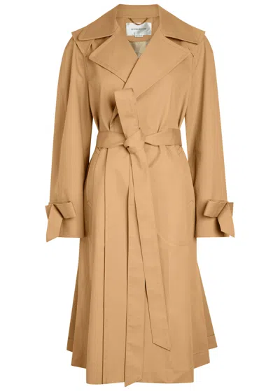 Victoria Beckham Double-breasted Cotton Trench Coat In Brown
