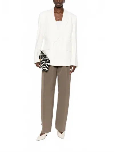 Victoria Beckham Double Breasted Jacket In Ivory In Multi