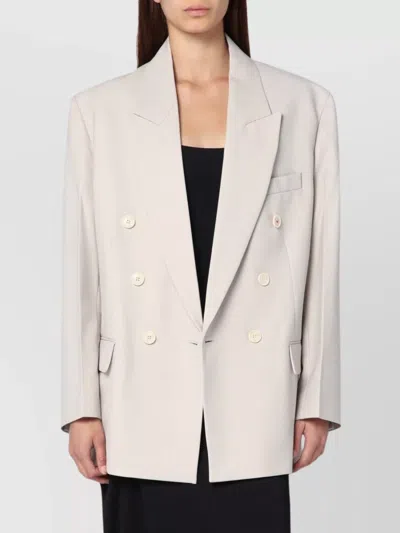 VICTORIA BECKHAM DOUBLE-BREASTED JACKET WITH NOTCHED LAPELS AND FLAP POCKETS