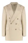Victoria Beckham Knit Jacket With Double-breasted Lapel Collar In Neutral