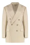 Victoria Beckham Knit Jacket With Double-breasted Lapel Collar In Neutral