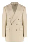 Victoria Beckham Knit Jacket With Double-breasted Lapel Collar In Neutral