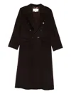 Victoria Beckham Double-breasted Long Coat In Brown