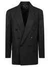 Victoria Beckham Double-breasted Tailored Jacket With Sharp Lapel In Gold