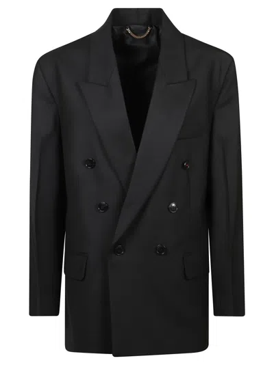 Victoria Beckham Double-breasted Tailored Jacket With Sharp Lapel In Gold