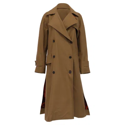 Victoria Beckham Double-breasted Trench Coat In Beige Cotton In Brown
