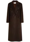 Victoria Beckham Double-breasted Peak-lapel Coat In Brown