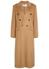 Victoria Beckham Womens Camel Double Faced Peak-lapels Wool And Cashmere Coat In Brown