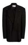 Victoria Beckham Double Breasted Wool Blend Blazer In Black