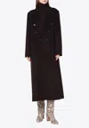 Victoria Beckham Brown Double-breasted Coat In Wool And Cashmere In Brown