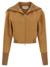 Victoria Beckham Womens Camel Slim-fit High-neck Wool-and-cashmere Bomber Jacket In Brown