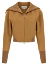 Victoria Beckham Womens Camel Slim-fit High-neck Wool-and-cashmere Bomber Jacket In Brown