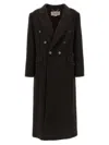 Victoria Beckham Brown Double-breasted Coat In Wool And Cashmere