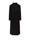 Victoria Beckham Brown Double-breasted Coat In Wool And Cashmere In Black