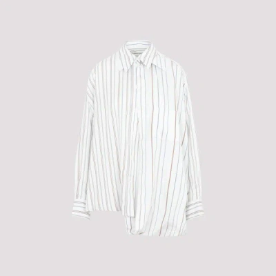 Victoria Beckham Layered Striped Crepe De Chine Shirt In Beige