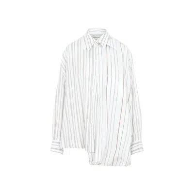 Victoria Beckham Layered Striped Crepe De Chine Shirt In Beige