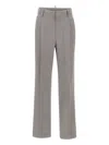 Victoria Beckham Double-pleated Wool Trousers In Gray