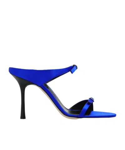 Victoria Beckham Double-strap Satin Mules In Blue