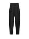 Victoria Beckham Double Waistband Pleated Wool Blend Pants In Black