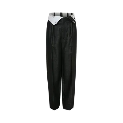 Pre-owned Victoria Beckham Double Waistband Detail Trouser 'black/ivory' | Women's Size 10