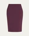 Victoria Beckham Double Wool Crepe Pencil Midi Skirt In Fig