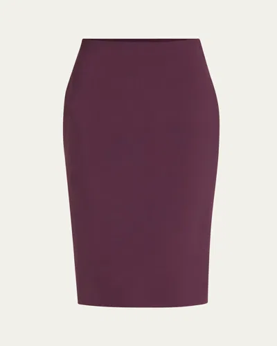 Victoria Beckham Double Wool Crepe Pencil Midi Skirt In Fig