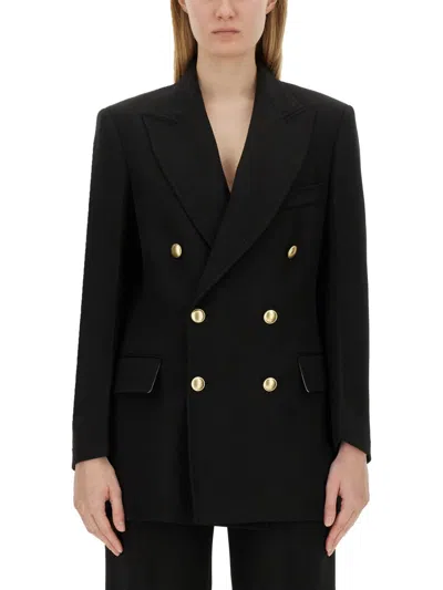 Victoria Beckham Double-breasted Jacket With Wool In Black