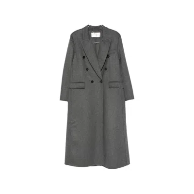 Victoria Beckham Double-breasted Peaked-lapel Coat In Gray