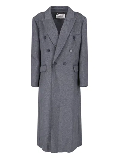 Victoria Beckham Double-breasted Structured Jacket With Notched Lapel In Gray