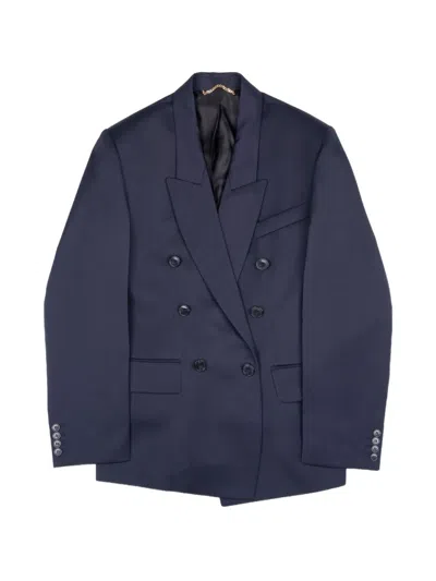 Victoria Beckham Double-breasted Tailored Jacket In Blue